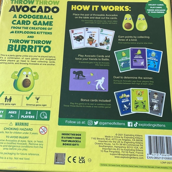 Throw Throw Avocado - a Dodgeball Party Game by Exploding Kittens Brand NEW - Picture 2 of 4